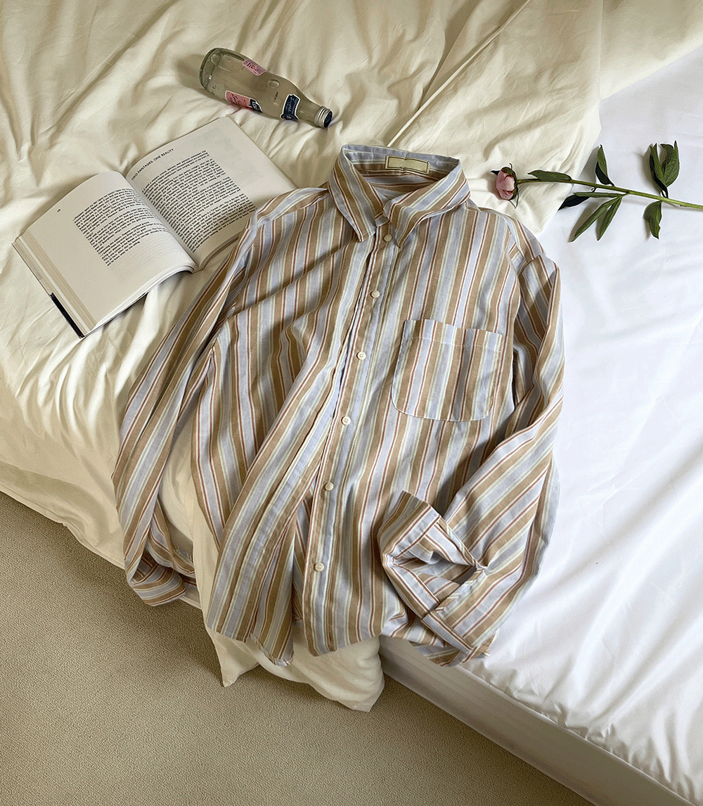 브린 스트라이프 파자마 여름잠옷 셔츠남방(2color)