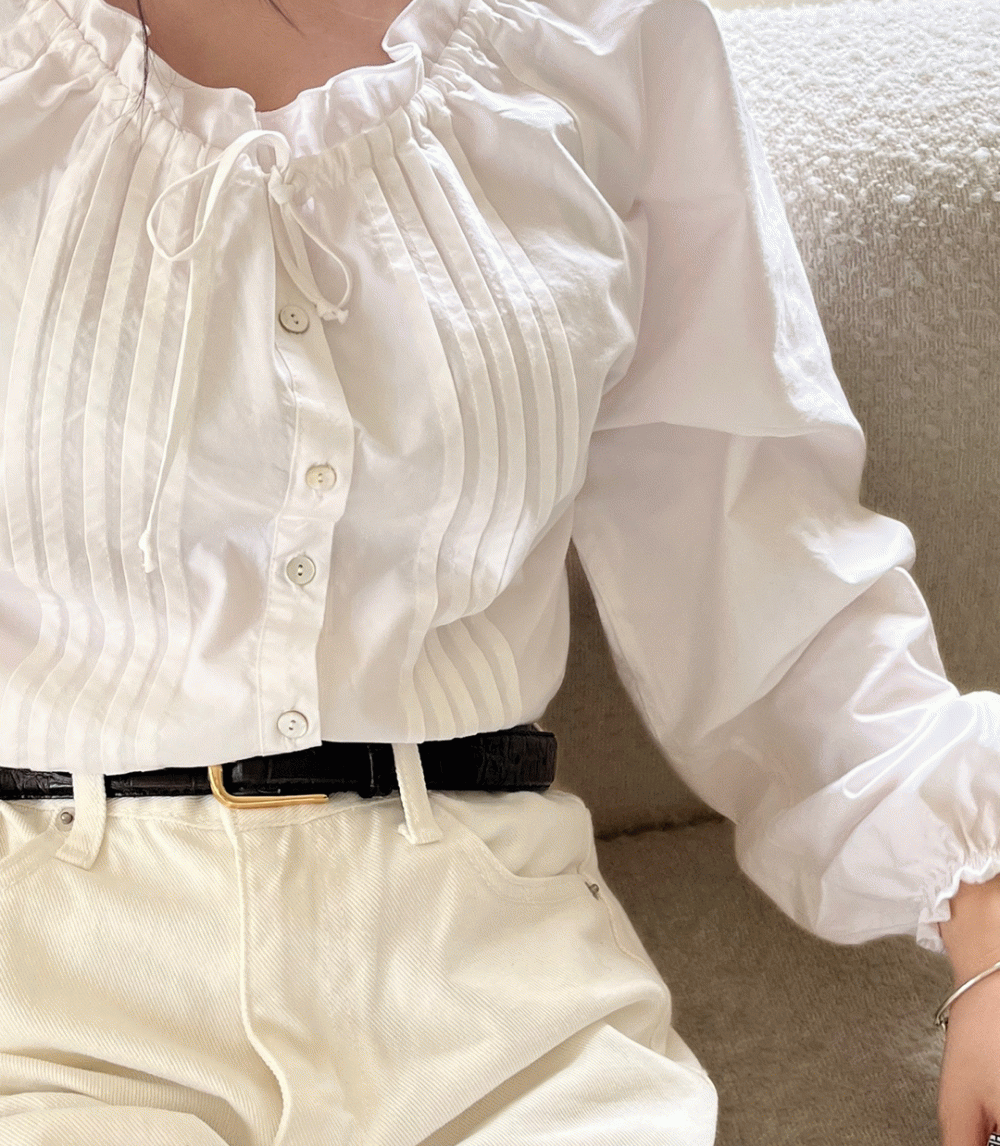 [당일배송 / More Than] made. 버킨 셔링 블라우스 long sleeves (2color)