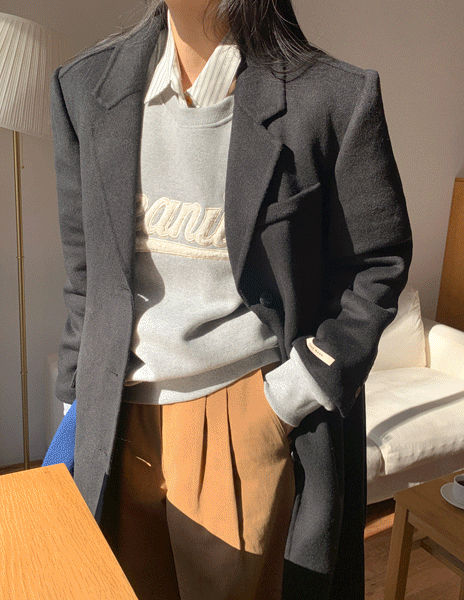로멘 울 핸드메이드 싱글 코트(누빔조끼set)(3color)