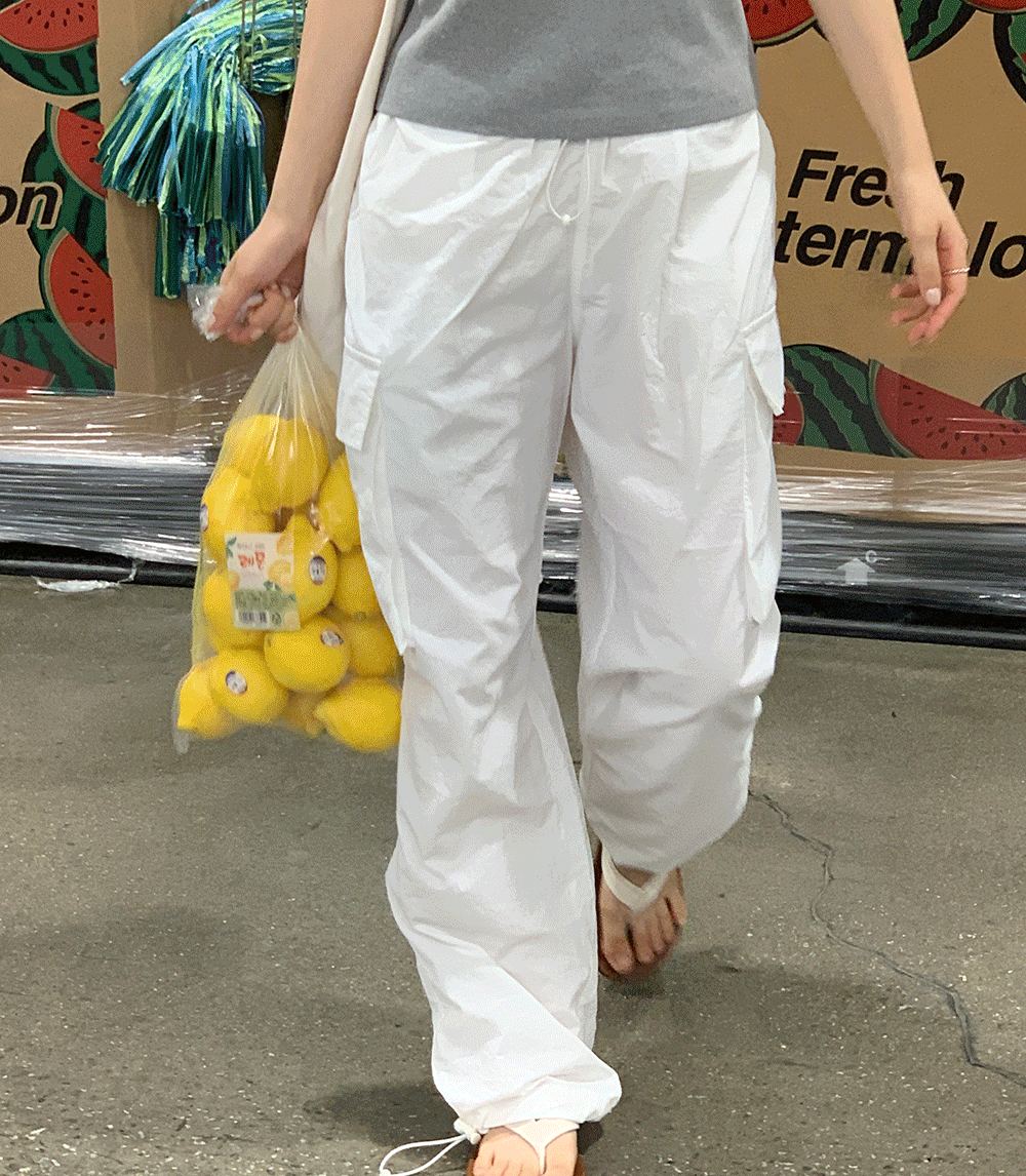 [남녀공용] 폴스 여름 나일론 와이드 카고팬츠(2color)