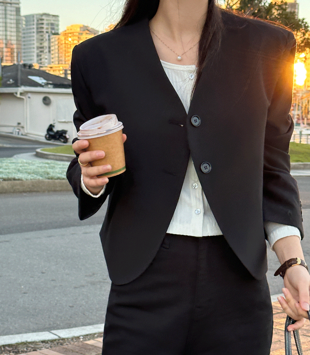 [fw신상🍂/5%할인] 선셋 노카라 숏 긴팔자켓 겨울 아우터 (2color)
