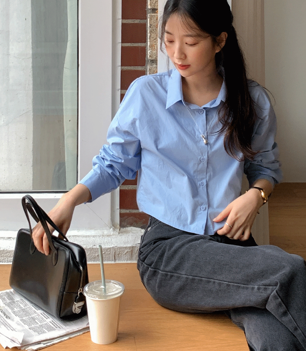 [fw신상🍂/5%할인] 메이플 백 슬릿 크롭 가을 간절기 하객룩 셔츠(5color)