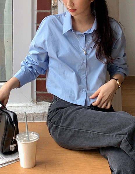 메이플 백 슬릿 크롭 가을 간절기 하객룩 셔츠(5color)